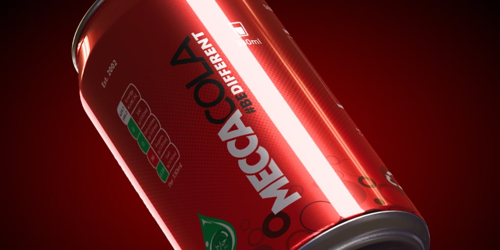 Mecca Cola branding and packaging design preview